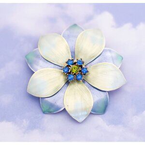 Vintage Mid-century Large Enamel Flower Brooch - S15